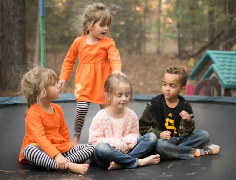 Toddlers on trampoline